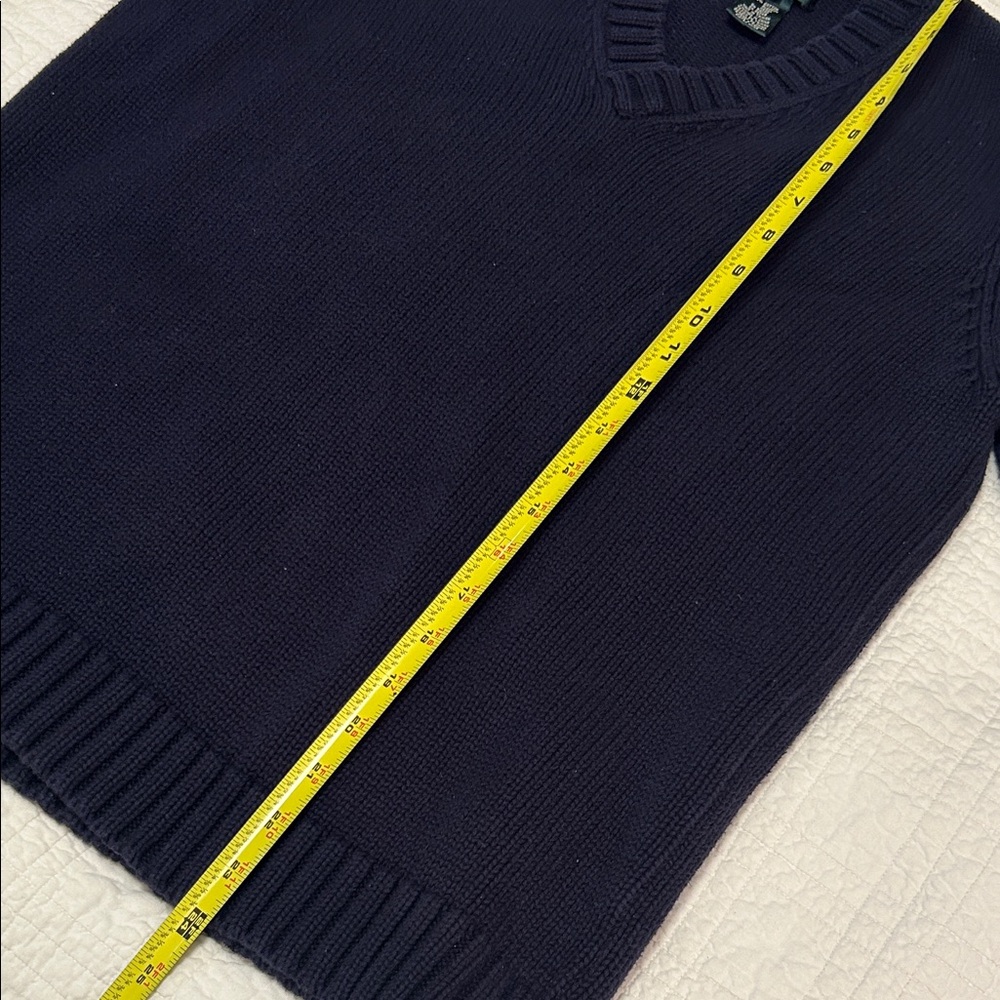 RARE 90’s Lauren Ralph Lauren Deep Navy Long Sleeve V-Neck Sweater - Picture 10 of 11